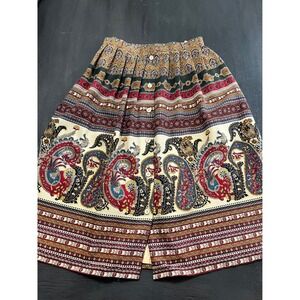 Vtg St Michael Paisley Print Midi Skirt Size 14 UK 42 EU Button Front Pleated‎